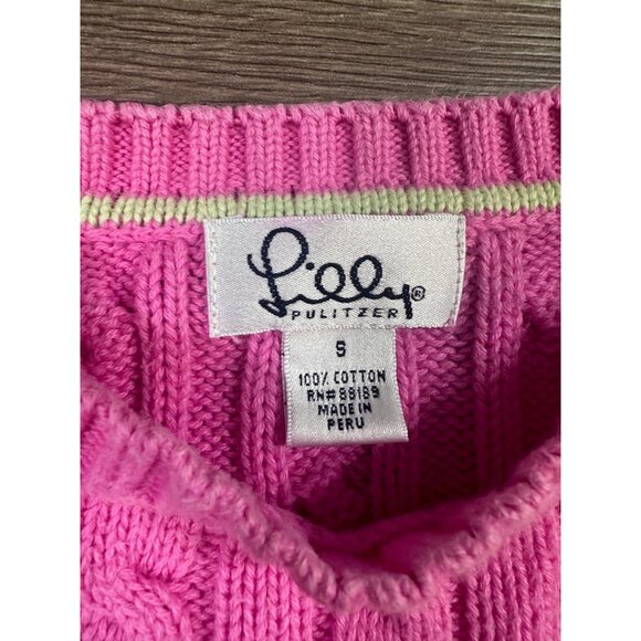 Lilly Pulitzer Gloria Light Crew Neck Cable Knit Sweater Pink Small - Picture 4 of 8